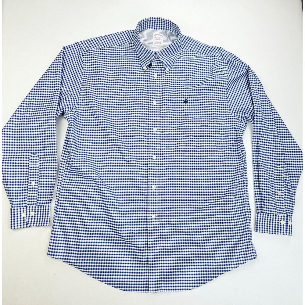 Brooks Brothers Blue and White Gingham Button-Down Shirt